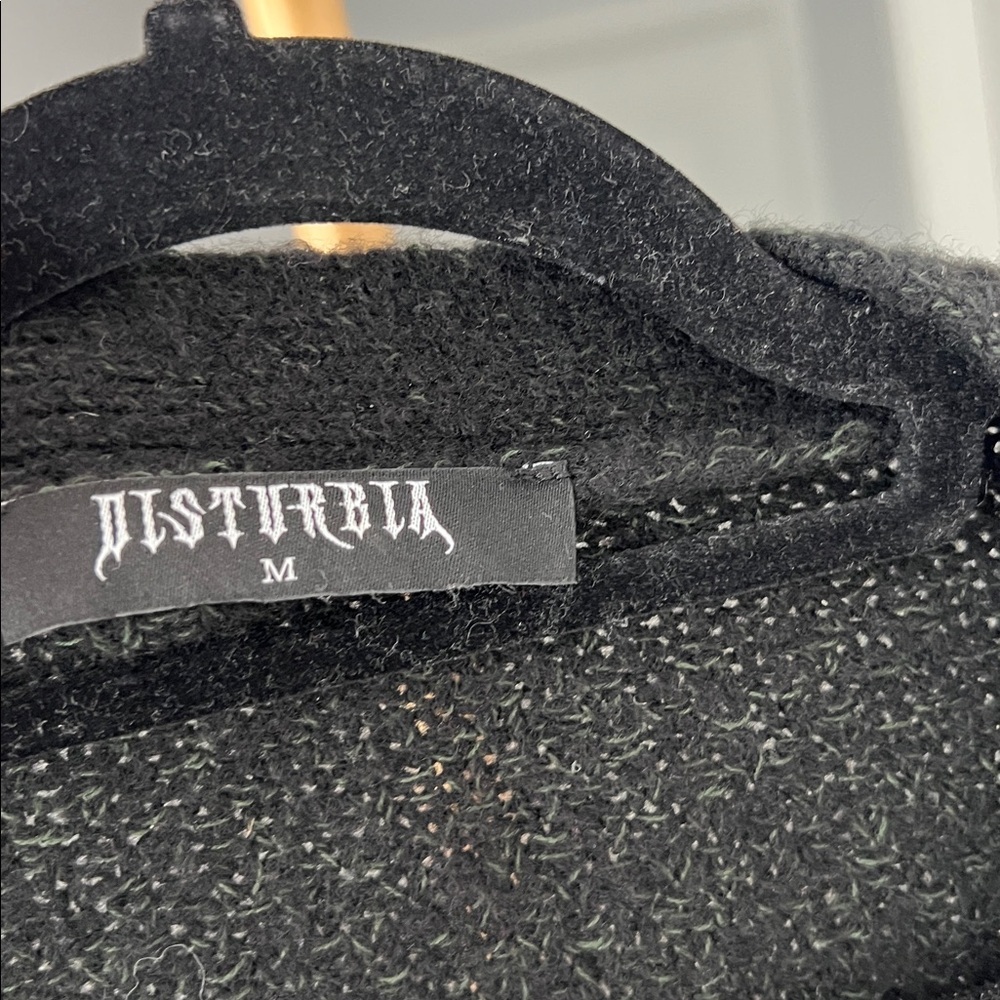 DISTURBIA Dawsonia Embroidered Knit Button Down Crop Cardigan Black M - Picture 7 of 8
